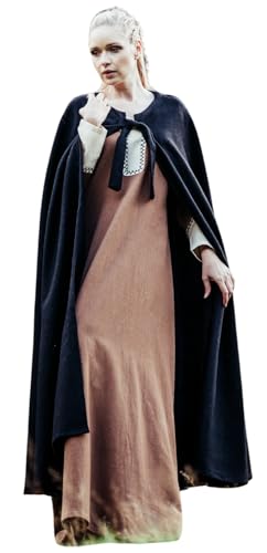 Leonardo Carbone® Unisex Mittelalter Umhang ohne Kapuze Kuno - Mittelalter Kleidung Damen & Herren, Cape Männer, Hobbit Kostüm, LARP, Wikinger, Cosplay Herren, Halloween, Karneval Schwarz von Leonardo Carbone