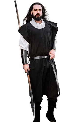 Leonardo Carbone® Unisex Mittelalter Waffenrock Frederick - Kleidung Cosplay Damen Herren, Karneval Fantasy Halloween Ritter Kostüm, Ritterrüstung, Kreuzritter, LARP - 100% Baumwolle Schwarz von Leonardo Carbone