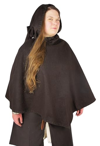 Leonardo Carbone® Unisex Wikinger-Gugel Egill mit Stickerei - Gugel Mittelalter Kleidung Herren & Damen, Mittelalter Kopfbedeckung, Hobbit Kostüm, LARP, Wikinger, Halloween, Karneval Braun von Leonardo Carbone