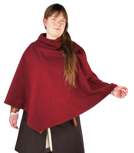 Leonardo Carbone® Unisex Wikinger-Gugel Egill mit Stickerei - Gugel Mittelalter Kleidung Herren & Damen, Mittelalter Kopfbedeckung, Hobbit Kostüm, LARP, Wikinger, Halloween, Karneval Rot von Leonardo Carbone