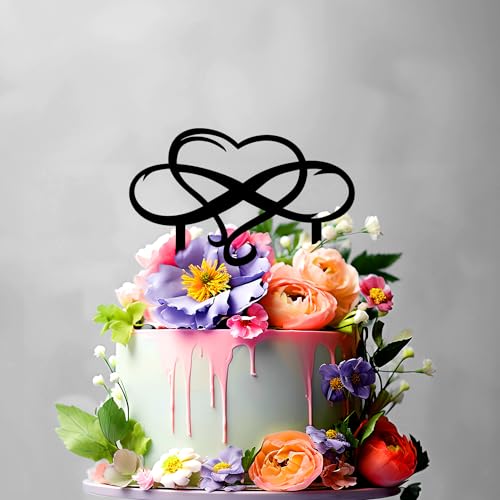 Herz Unendlichkeitszeichen - Cake Topper - Blumenstecker - Tortenstecker personalisiert in 7 Farbe Aus MDF Holz Tortenaufleger - Tortenfigur, Kuchen Deko - Blumen Deko (#R10) von Leongeschenke