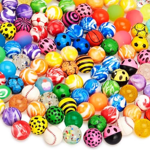 100 Stück Flummis, Flummies für Kinder, 25 mm Gummiball Klein, Sprungbälle, Springball, Geeignet für Mädchen und Jungen Kindergeburtstagsgeschenke, Partygeschenke, Urlaubsfüller, Lernbelohnungen von Leonshco