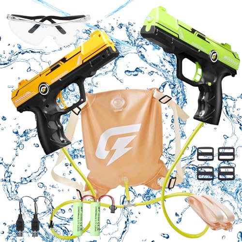 2 Stück Wasserspritzpistole, Elektrische Wasserpistole für Erwachsene Kinder, Große Kapazität Water Gun Electric 2100cc, Wasserpistole Große Reichweite bis zu 32ft für Pool Strand Outdoor-Aktivitäten von Leonshco