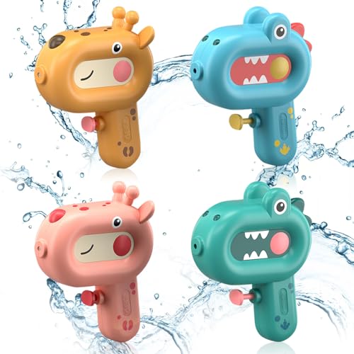 4 Stück Wasserpistole Kinder, Cartoon-Wasserspritzpistole 100 ml Wasserpistole Klein Wasserpistole Große Reichweite, bis zu 4–6 m, Geeignet für Schwimmbäder, Strandpartys, Geburtstagsgeschenke von Leonshco