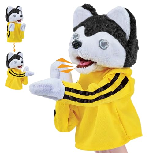 Handpuppen für Kinder, Husky-Handpuppe, Box-Handpuppe Hund, Interaktives Kuscheltiere mit Sound Action, Kung-Fu-Hand Puppet, Ideal zum Geschichtenerzählen, Unterrichten, Vorschul, Geburtstagsgeschenke von Leonshco