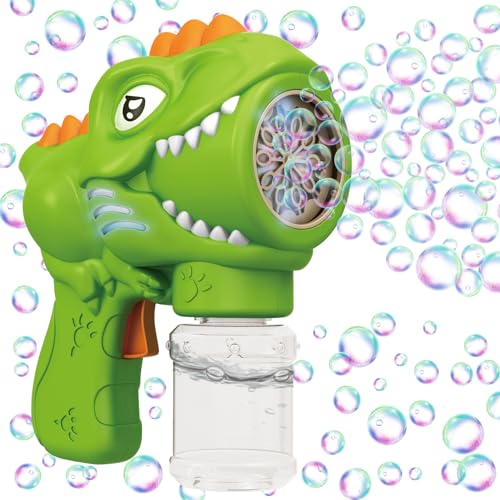 Seifenblasenpistole Kinder, Dinosaurier Seifenblasenmaschine, Seifenblasen Pistole Enthält 100 Ml Seifenblasen Flüssigkeit, 4000+ Blasen/Minute Bubble Gun, Geeignet für Kinder/Geburtstag/Party (A) von Leonshco