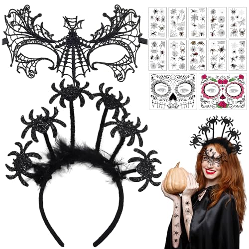 Leonshco 4 Stücke Halloween Haarreif-Set, Spinnen-Haarreif Halloween, Halloween Accessoires, Halloween-Haarreifen Damen, Halloween Haarschmuck für Halloween-Kostüme, Karneval, Party, Cosplay von Leonshco