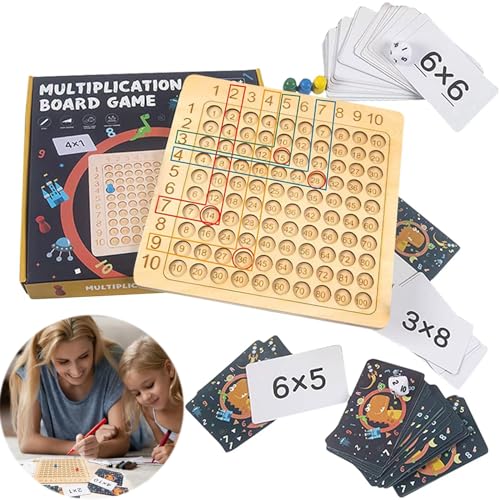 Montessori Multiplikationsbrett, Multiplikationstafel Holz, 1x1 Lernen Spiel, Einmaleins Spiel, Multiplikationstabelle Lernen Brett für Die Frühkindliche Bildung Mathematische Manipulationen von Leonshco