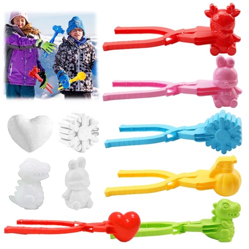 Schneeballzange Kinder, 6 Stück Schneeball Former, Winter Schneeball Maker, Outdoor -Spielzeug, Verschiedene Formen mit ø 7 Cm, Geeignet für Kinder Erwachsene, um Schneeball im Schnee zu Spielen von Leonshco