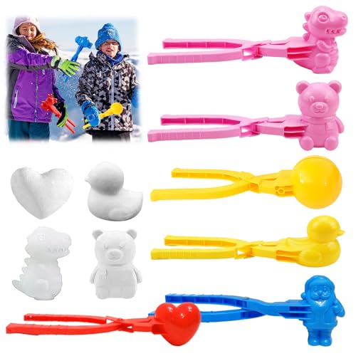 Schneeballzange Kinder, 6 Stück Schneeball Former, Winter Schneeball Maker, Outdoor -Spielzeug, Verschiedene Formen mit ø 7 Cm, Geeignet für Kinder Erwachsene, um Schneeball im Schnee zu Spielen von Leonshco