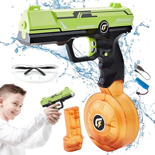 Wasserpistole Elektrisch, Kinder Erwachsene Wasserspritzpistole Elektrische Wasserpistole Große Reichweite 16FT, 60CC + 500CC Große Kapazität Wasserpistolen für Pool Strand Party Sommer Spielzeug von Leonshco