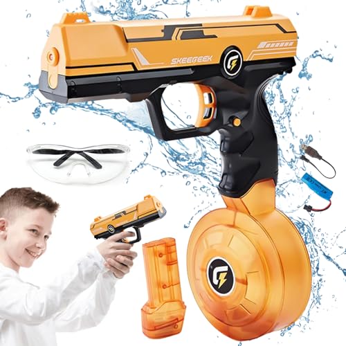 Wasserpistole Elektrisch, Kinder Erwachsene Wasserspritzpistole Elektrische Wasserpistole Große Reichweite 32FT, 60CC + 500CC Große Kapazität Wasserpistolen für Pool Strand Party Sommer Spielzeug von Leonshco