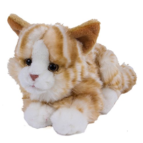 Kuscheltier Katze Kätzchen Tiggi 22 cm (30cm mit Schwanz), liegend, Plüsch rotbraun/weiß von Leosco