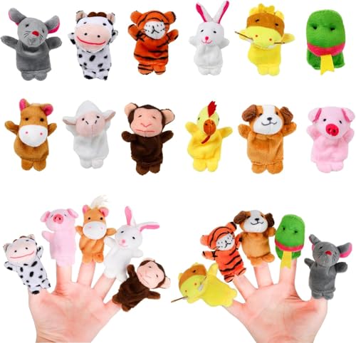 12 Stück Fingerpuppen, Fingerpuppen Set, Kleine Tier Fingerpuppe, Mini Tier Fingerpuppen, Fingerpuppen Baby, Baby Mitgebsel, Geschenke für Weihnachten Oster und Kinderparty von Lepidi