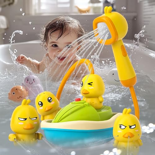 Badewannenspielzeug ab 1 Jahre, Ente Badespielzeug Baby mit Kinderdusche, Ente Badewanne Spielzeug mit Wassersprühfunktion, Ente Badewannenspielzeug Batteriebetrieben für Kinder von Lergas