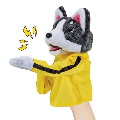 Kung Fu Husky Hunde Spielzeug, Boxen Hunde Plüschtier Handschuhe, Geräuscherzeugendes Kung Fu Husky Hund Plüschtier, Husky Hunde Puppen Handschuhspielzeug für Erwachsene und Kinder (1 Stück) von Lergas