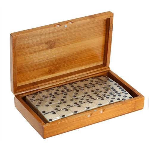 28 Stück Dominosteine ​​Set Reisespielblock Holzbox Lernspielzeug Brettspiele von Lerpwige