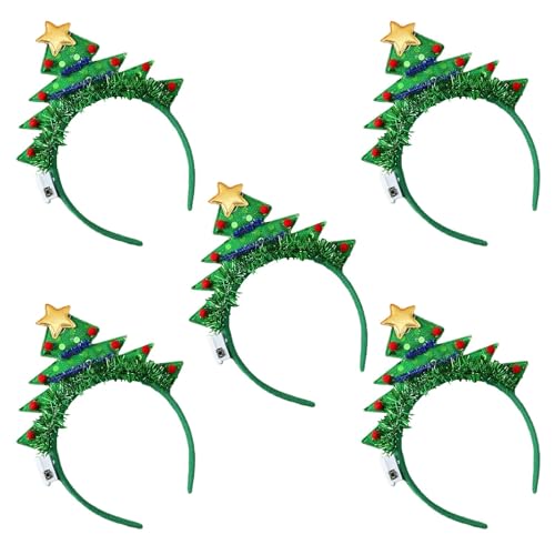 5 X Weihnachts Stirnband LED Lichtern Leuchtendes Haarband 2024 Feiertagsdekoration Frauen Neujahr von Lerpwige