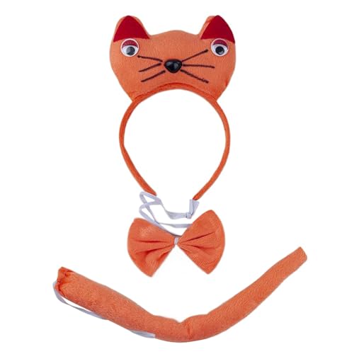 Lerpwige 1/3/4 Katzen Kostüme Cosplay Katzen Ohren Stirnband Bowtie Tail Tutus Rock Set Halloween Animal Fancy Costum Accessoires Kits von Lerpwige