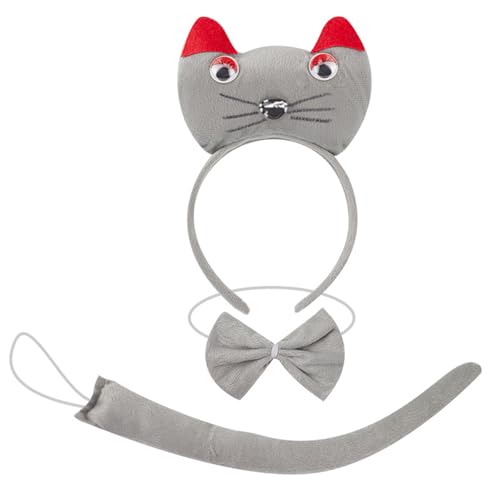 Lerpwige 1/3/4 Katzen Kostüme Cosplay Katzen Ohren Stirnband Bowtie Tail Tutus Rock Set Halloween Animal Fancy Costum Accessoires Kits von Lerpwige