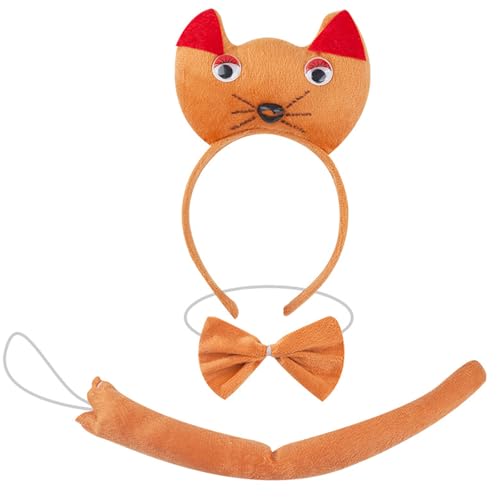 Lerpwige 1/3/4 Katzen Kostüme Cosplay Katzen Ohren Stirnband Bowtie Tail Tutus Rock Set Halloween Animal Fancy Costum Accessoires Kits von Lerpwige