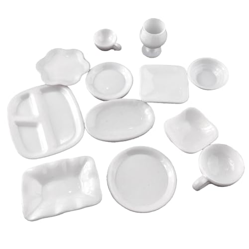 Lerpwige 12pcs/Set Children Küchenkochgeschirr Set Harzschalen Platten Schalenbecher Kleinkind Vor Spielzubehör Zu Spielen von Lerpwige