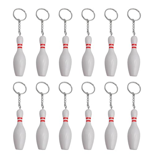 Lerpwige 12pcs Bowling Anhänger Keyring Bowling Pin Schlüsselhalter Schlüsselbund Dekorationszubehör Für Taschen Charme Schlüsselbund Anhänger von Lerpwige