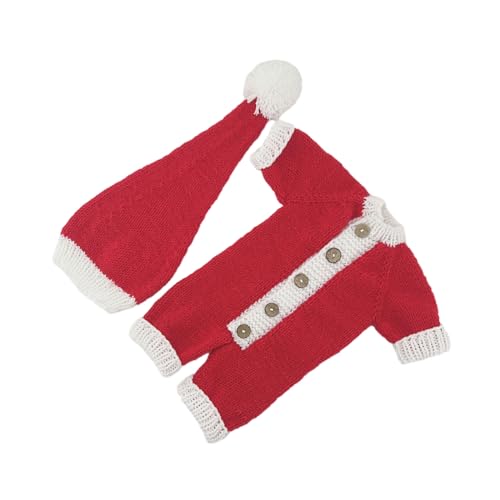 Lerpwige 2PCS Neugeborenen Requisiten Festliche Weihnachten Kostüm Stricken Santa Fotoshooting Kleidung Baby Fotografie Outfit von Lerpwige