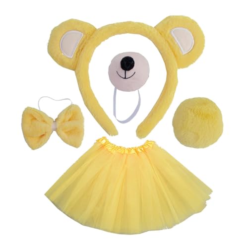 Lerpwige Bärenkostüm-Set, Bärenohren, Stirnbänder, Schwanz, Fliege, Nasen-Handschuh, Tier-Cosplay-Kostüme, Halloween, Weihnachten, Party, Kind von Lerpwige