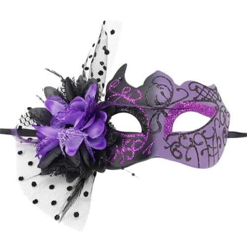 Lerpwige Blumenmaskerade, halbes Gesicht, Maskerade, gefiedert, Halloween-Brillen für Frauen, Hochzeit, Party Lerpwige Blumenmaskerade, halbes Gesicht, Maskerade, gefiedert, Halloween-Brillen für Frauen, Hochzeit, Party von Lerpwige