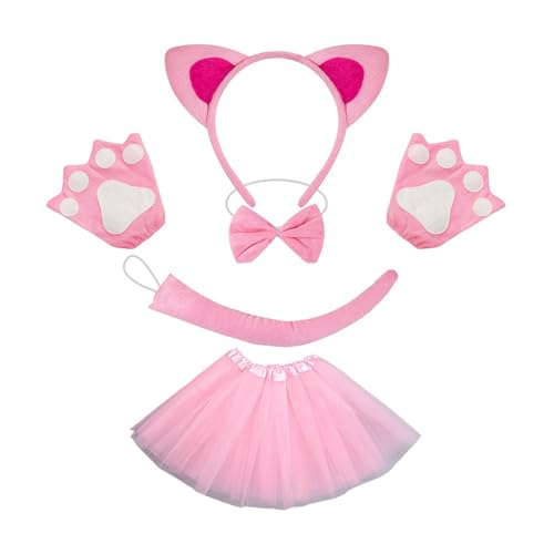 Lerpwige Catgirl Dress Up Outfit Halloween Katzen Tier Kostüm Zubehör für Kinder Cosplay Geburtstag Weihnachten Halloween von Lerpwige