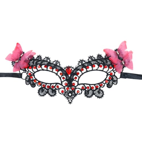 Lerpwige Damen-Maskenmaske mit Strasssteinen, Ball, Abschlussball, Venezianerparty, halbes Gesicht, Spitze, Augenmaske für Damen Lerpwige Damen-Maskenmaske mit Strasssteinen, Ball, Abschlussball, Venezianerparty, halbes Gesicht, Spitze, Augenmaske für Damen von Lerpwige