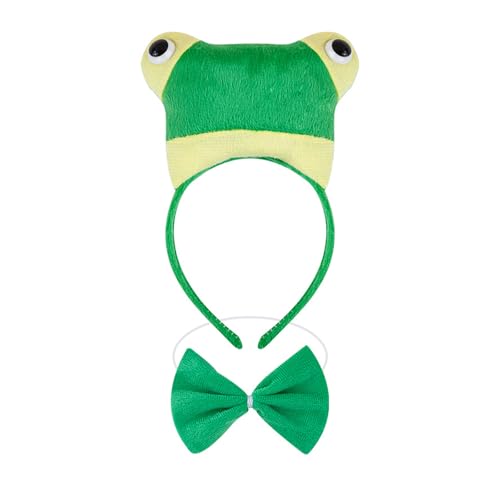 Lerpwige Frosch-Kostüm-Zubehör-Set, Frosch-Ohren, Stirnband, Schwanz, Fliege, Tier-Kostüm, für Halloween, Cosplay, Party-Zubehör Lerpwige Frosch-Kostüm-Zubehör-Set, Frosch-Ohren, Stirnband, Schwanz, Fliege, Tier-Kostüm, für Halloween, Cosplay, Party-Zubehör von Lerpwige