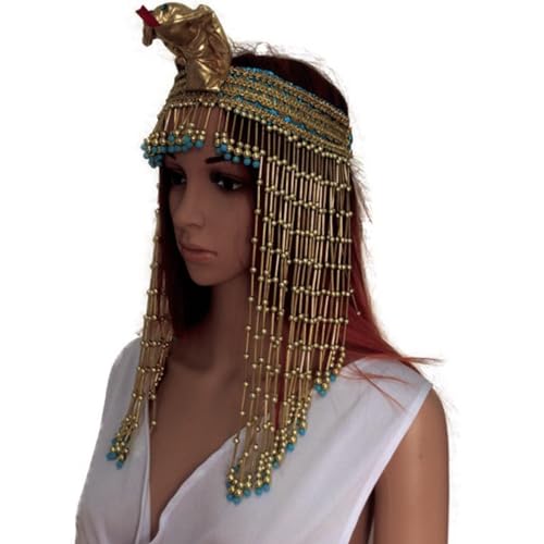 Lerpwige Goldene ägyptische Schlange Haarreifen Cosplay Stirnbänder Königin von Ägypten Cosplay Coole Kopfbedeckung Hoop von Lerpwige