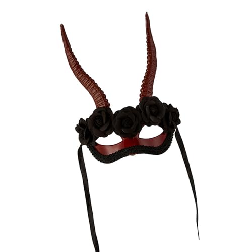 Lerpwige Halbes Gesicht, Halloween-Party-Zubehör, realistisches Horn-Design, weiches elastisches Band, Kunstharz, Kostüm-Requisiten für Erwachsene und Teenager, schwarzes Harz, halbes Gesicht Lerpwige Halbes Gesicht, Halloween-Party-Zubehör, realistisches Horn-Design, weiches elastisches Band, Kunstharz, Kostüm-Requisiten für Erwachsene und Teenager, schwarzes Harz, halbes Gesicht von Lerpwige