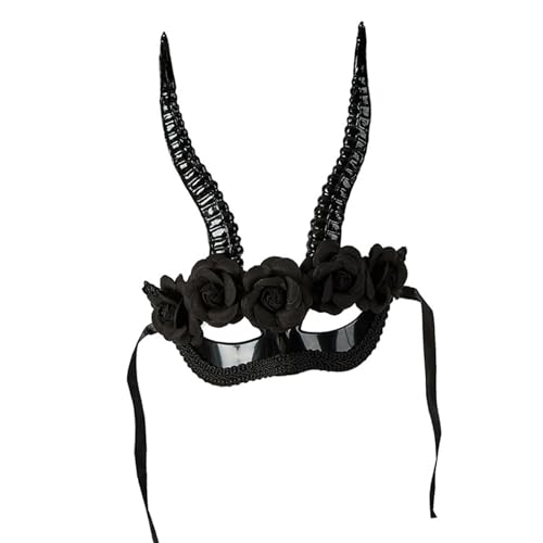 Lerpwige Halbes Gesicht, Halloween-Party-Zubehör, realistisches Horn-Design, weiches elastisches Band, Kunstharz, Kostüm-Requisiten für Erwachsene und Teenager, schwarzes Harz, halbes Gesicht Lerpwige Halbes Gesicht, Halloween-Party-Zubehör, realistisches Horn-Design, weiches elastisches Band, Kunstharz, Kostüm-Requisiten für Erwachsene und Teenager, schwarzes Harz, halbes Gesicht von Lerpwige
