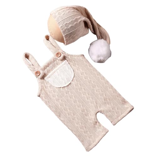 Lerpwige Infant Fotografie Requisiten Overall Fotostudio Posiert Kleidung Gestrickte Baby Anzug Neugeborenen Dusche 2PCS von Lerpwige