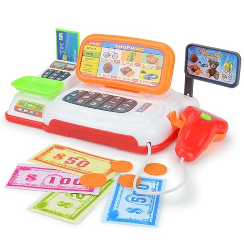 Lerpwige Kinder Registrierkasse Supermarkt Spielzeug Set Mit Scanner Rechner Licht Sound Kid Pretend Play Supermarkt Spielzeug Geschenk von Lerpwige