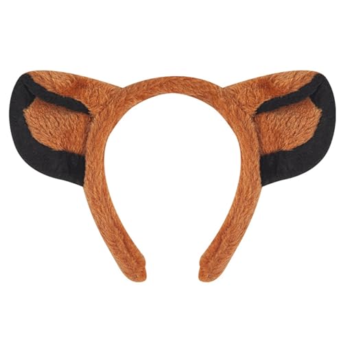 Lerpwige Löwen Headban Set Lions Ohrs Haare Haop Plüsch Heck Hund False Nase Tiere Cosplay Kostüm Set Für Halloween Cosplay Party von Lerpwige