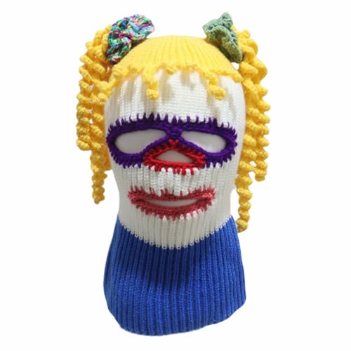 Lerpwige Neuheit Clown Caps Spaß Stricken Für Halloween Party Musik Festival Acryl Neckcover Party Kostüm Requisiten Kopfbedeckung von Lerpwige