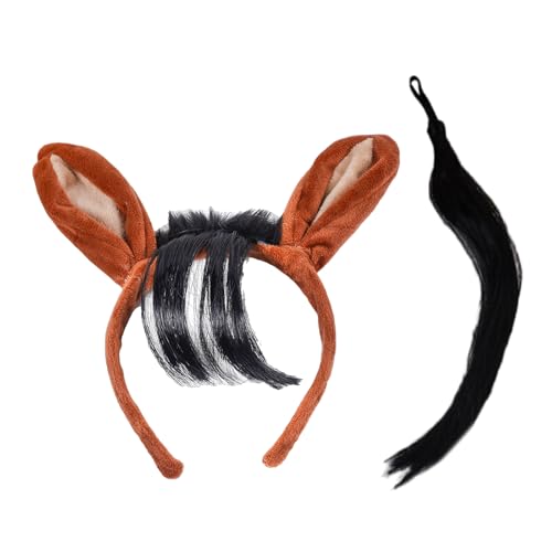 Lerpwige Pferdekostümzubehör Ohr Stirnband Mit Tail Cosplay Outfit Für Kid Adult Weihnachten Halloween Rollenspiel Spiel Esel Kostüm Set Ohr Lerpwige Pferdekostümzubehör Ohr Stirnband Mit Tail Cosplay Outfit Für Kid Adult Weihnachten Halloween Rollenspiel Spiel Esel Kostüm Set Ohr von Lerpwige
