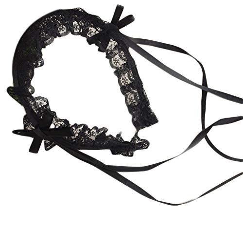 Lerpwige Schönes Süßes Haarband Anime Maid Cosplay Stirnband Gekräuselte Spitze Kopfbedeckung Handgefertigtes Ribbon Bowknot Hair Accessoire von Lerpwige