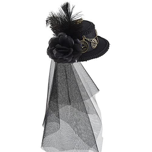 Lerpwige Steampunk Hüte Für Frauen Mit Veil Steampunk Top Hat Steampunk Time Hat Steampunk Accessoires Halloween Party von Lerpwige