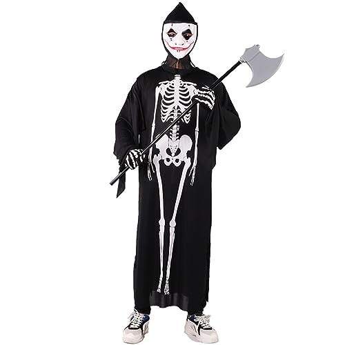 Lerpwige Teen Role Play Jumpsuit Fancy Dress Up Bone Jumpsuit Erwachsene Halloween Party Cosplay Body Skelett Kostüm von Lerpwige