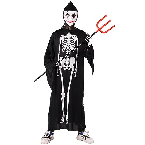 Lerpwige Teen Role Play Jumpsuit Fancy Dress Up Bone Jumpsuit Erwachsene Halloween Party Cosplay Body Skelett Kostüm von Lerpwige