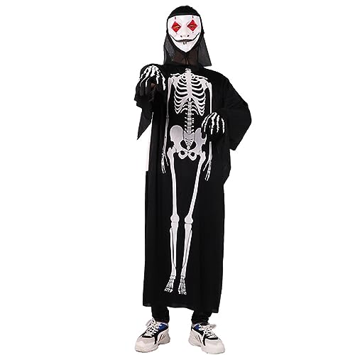 Lerpwige Teen Role Play Jumpsuit Fancy Dress Up Bone Jumpsuit Erwachsene Halloween Party Cosplay Body Skelett Kostüm von Lerpwige