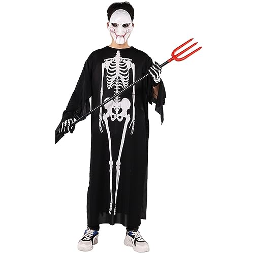 Lerpwige Teen Role Play Jumpsuit Fancy Dress Up Bone Jumpsuit Erwachsene Halloween Party Cosplay Body Skelett Kostüm von Lerpwige