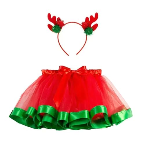 Lerpwige Weihnachten Rentier Stirnband Mit Tutus Rock Set Weihnachten Kostüm Zubehör Für Weihnachten Urlaub Party Cosplay Requisiten von Lerpwige