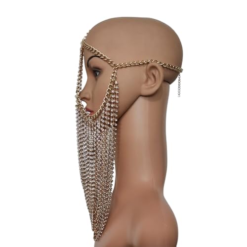 Lerpwige Zarte Quasten, Metallkette, Gesichtsschleier, Kostüm, Zubehör, Party-Kopfschmuck, Kopfkette für Partys und Kostümfeiern, Party-Kopfschmuck Lerpwige Zarte Quasten, Metallkette, Gesichtsschleier, Kostüm, Zubehör, Party-Kopfschmuck, Kopfkette für Partys und Kostümfeiern, Party-Kopfschmuck von Lerpwige