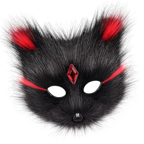 Plüschfüchse halbes Gesicht mit funkelnden Strasssteinen für Kostümbälle, leichter Stoff, Tiermottoparty Plüschfüchse halbes Gesicht mit funkelnden Strasssteinen für Kostümbälle, leichter Stoff, Tiermottoparty von Lerpwige